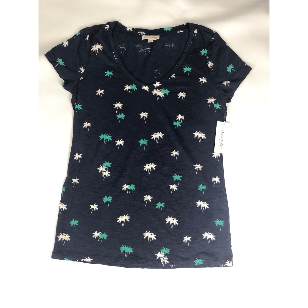 Maison Jules  Navy Palm Tree Print Tee